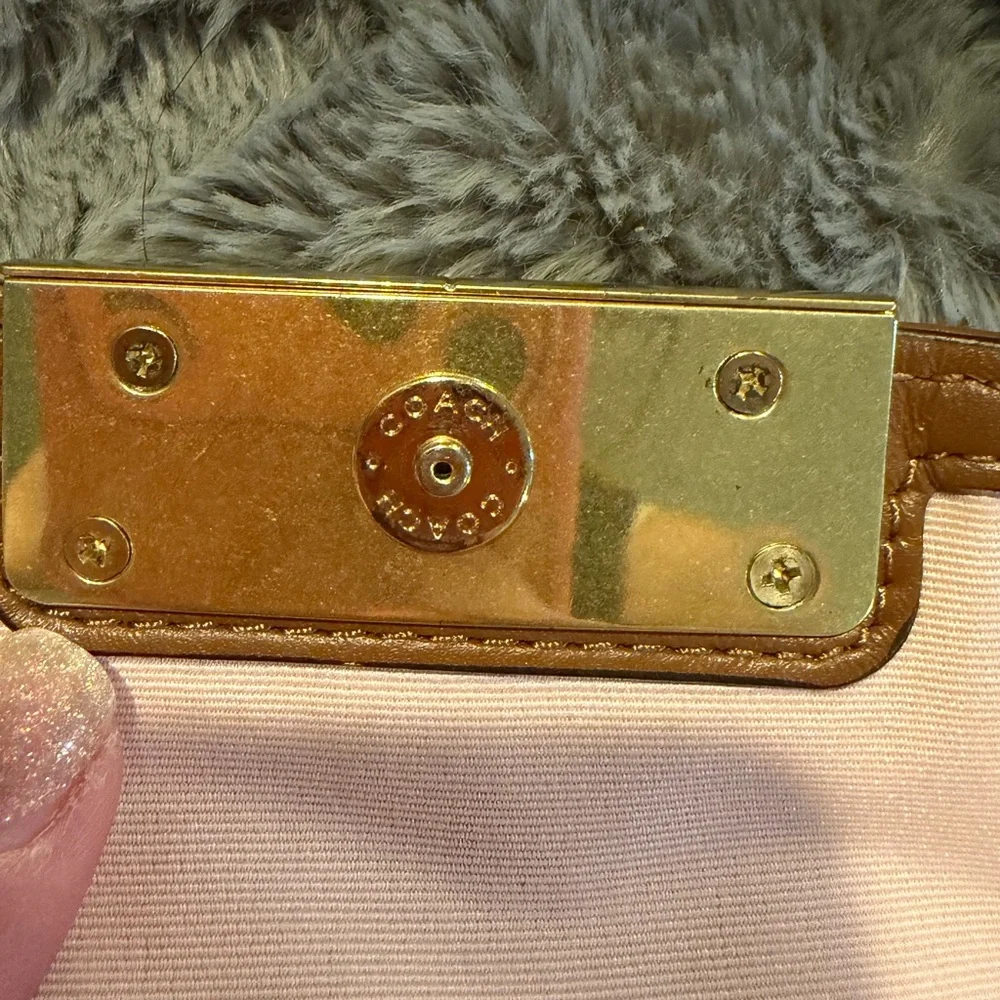 Coach Kristin Woven Leather Flap Wristlet EUC